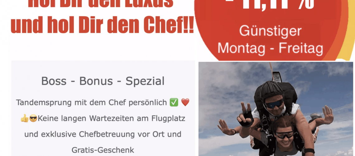 Fallschirm Tandemspringen Niederösterreich Fromberg mit dem Chef / Boss persönlich